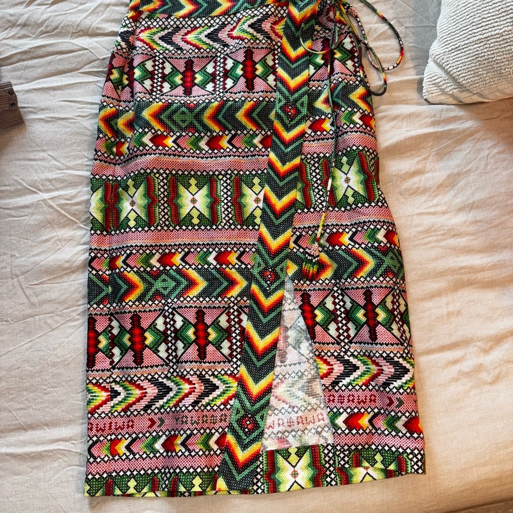 FARM Rio Colorful Geometric Midi Skirt